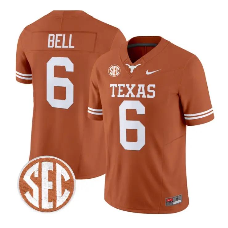 Dia Bell Jersey #6 Texas Longhorns 2026 Vapor Limited All Stitched by My Store NCAA Football Jerseys