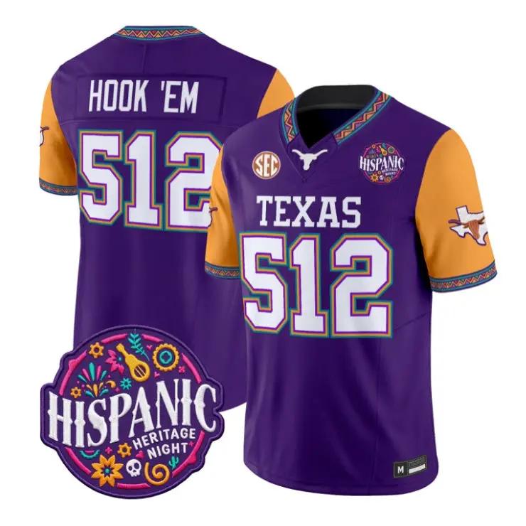 Hook 'Em Jersey #512 Texas Longhorns 2026 Latino Heritage All Stitched by My Store NCAA Football Jerseys