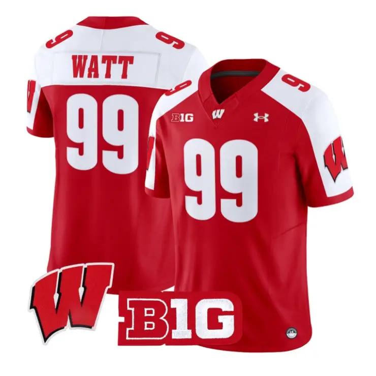 J.J. Watt Jersey #99 Wisconsin Badgers 2026 Vapor Limited Stitched by My Store NCAA Football Jerseys