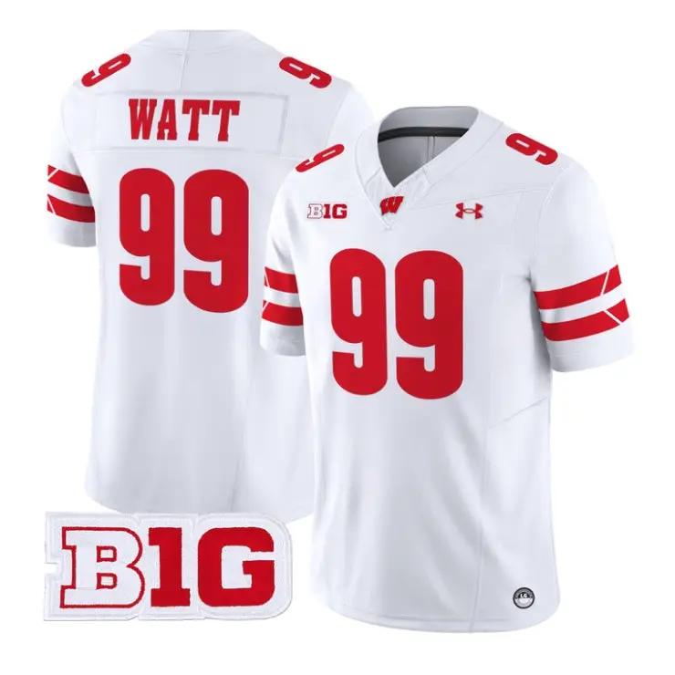 J.J. Watt Jersey #99 Wisconsin Badgers 2026 Vapor Limited Stitched by My Store NCAA Football Jerseys