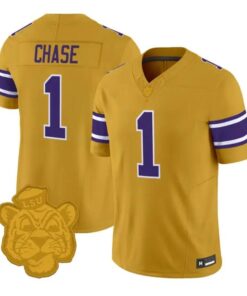 Ja'Marr Chase Jersey #1 LSU Tigers 2026 Gridiron Gold Throwback Vapor Stitched