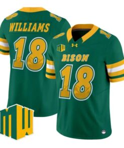 Jackson Williams Jersey #18 North Dakota State Bison 2026 Code Green Stitched by My Store NCAA Football Jerseys