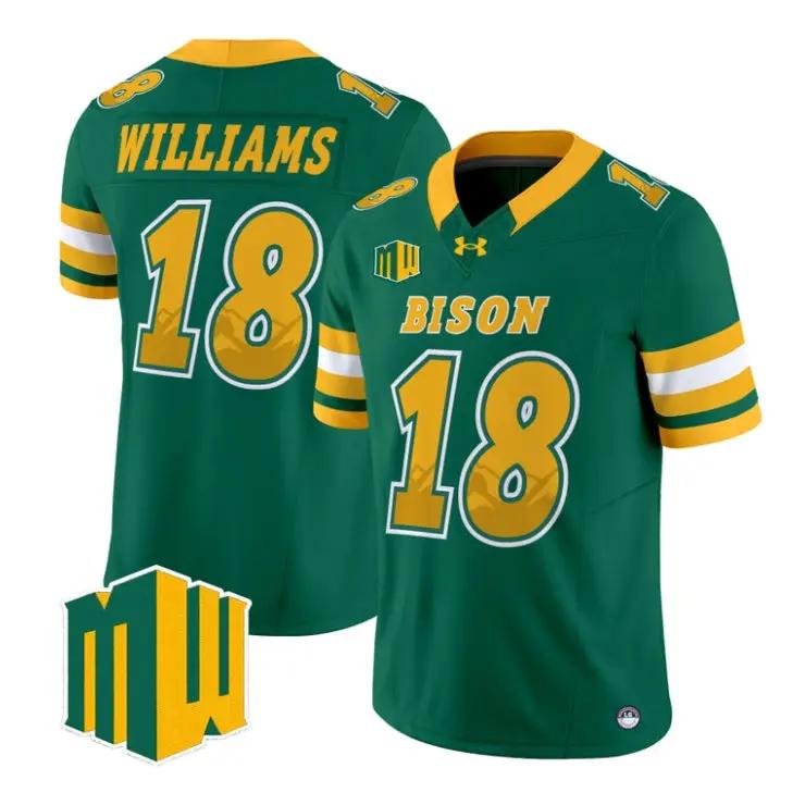 Jackson Williams Jersey #18 North Dakota State Bison 2026 Code Green Stitched by My Store NCAA Football Jerseys