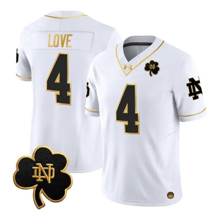 Jeremiyah Love Jersey #4 Notre Dame Fighting Irish 2026 Stitched by My Store NCAA Football Jerseys