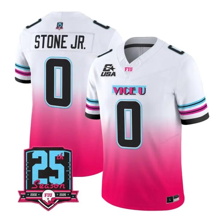 Jojo Stone Jersey #0 Florida International Panthers 2026 Pink Vice All Stitched by My Store NCAA Football Jerseys
