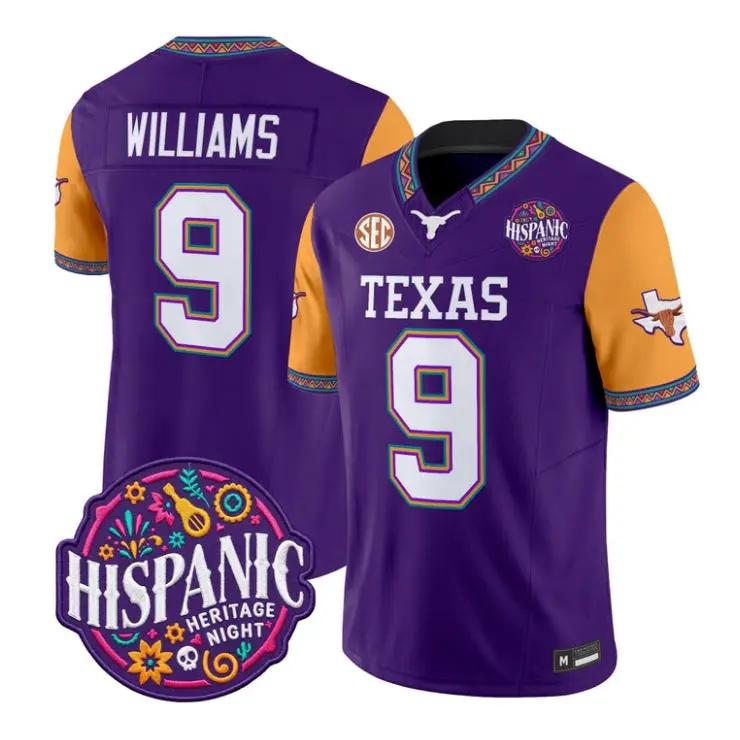 Jonah Williams Jersey #9 Texas Longhorns 2026 Latino Heritage Stitched by My Store NCAA Football Jerseys