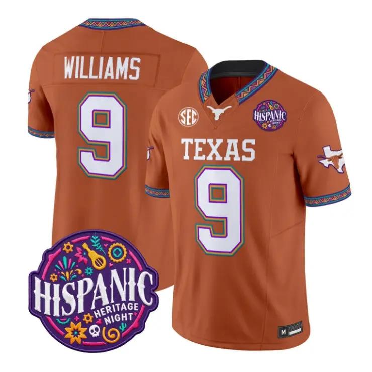 Jonah Williams Jersey #9 Texas Longhorns 2026 Latino Heritage Stitched by My Store NCAA Football Jerseys