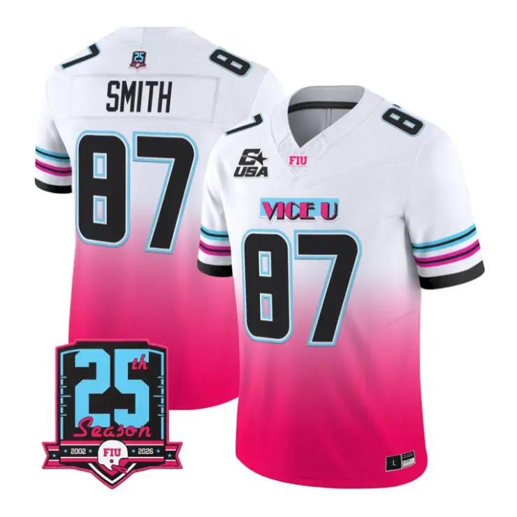 Jonnu Smith Jersey #87 Florida International Panthers 2026 Pink Vice Stitched by My Store NCAA Football Jerseys