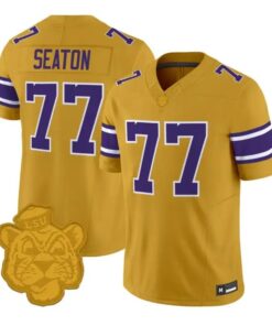 Jordan Seaton Jersey #77 LSU Tigers 2026 Gridiron Gold Throwback Vapor Stitched