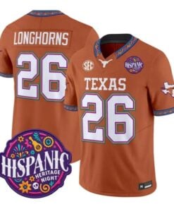 Longhorns Jersey #26 Texas Longhorns 2026 Latino Heritage All Stitched by My Store NCAA Football Jerseys