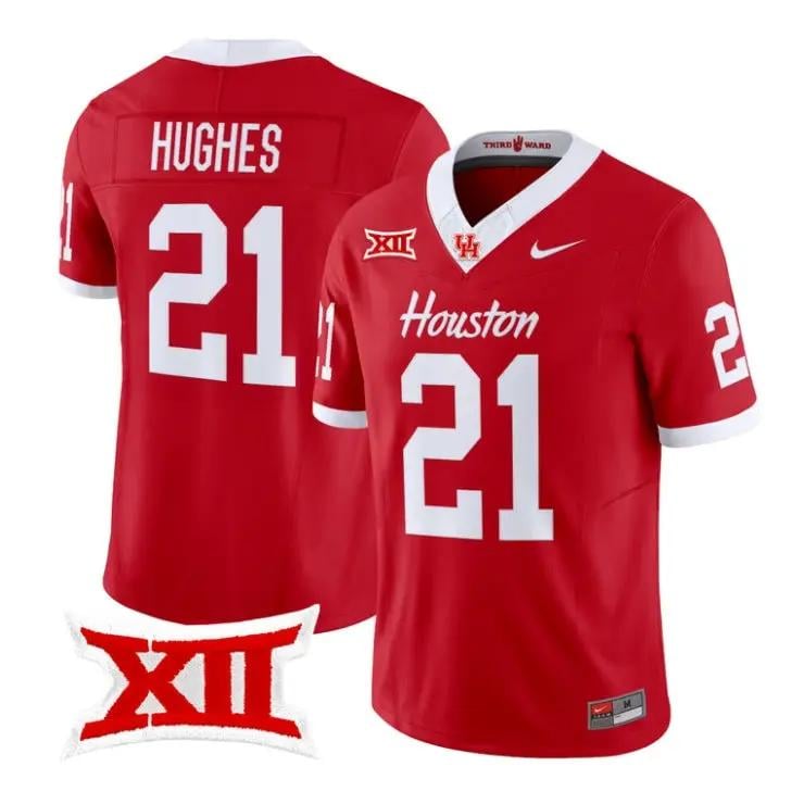 Makhi Hughes Jersey #21 Houston Cougars 2026 Vapor Limited Stitched by My Store NCAA Football Jerseys