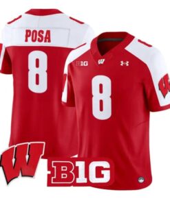 Mason Posa Jersey #8 Wisconsin Badgers 2026 Vapor Limited Stitched by My Store NCAA Football Jerseys
