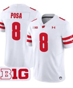 Mason Posa Jersey #8 Wisconsin Badgers 2026 Vapor Limited Stitched by My Store NCAA Football Jerseys