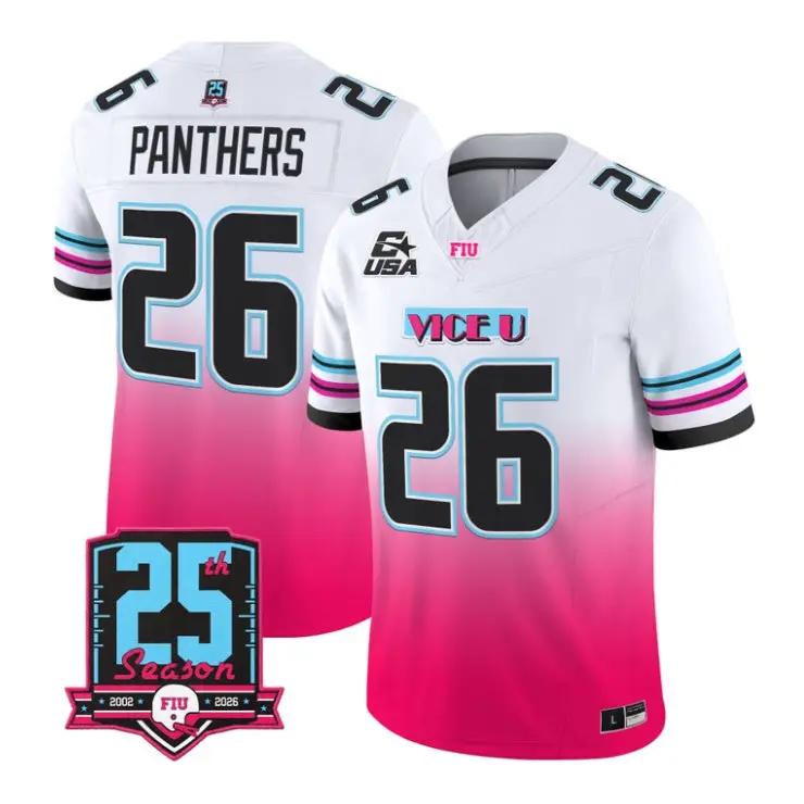 Panthers Jersey #26 Florida International Panthers 2026 Pink Vice Vapor Stitched by My Store NCAA Football Jerseys