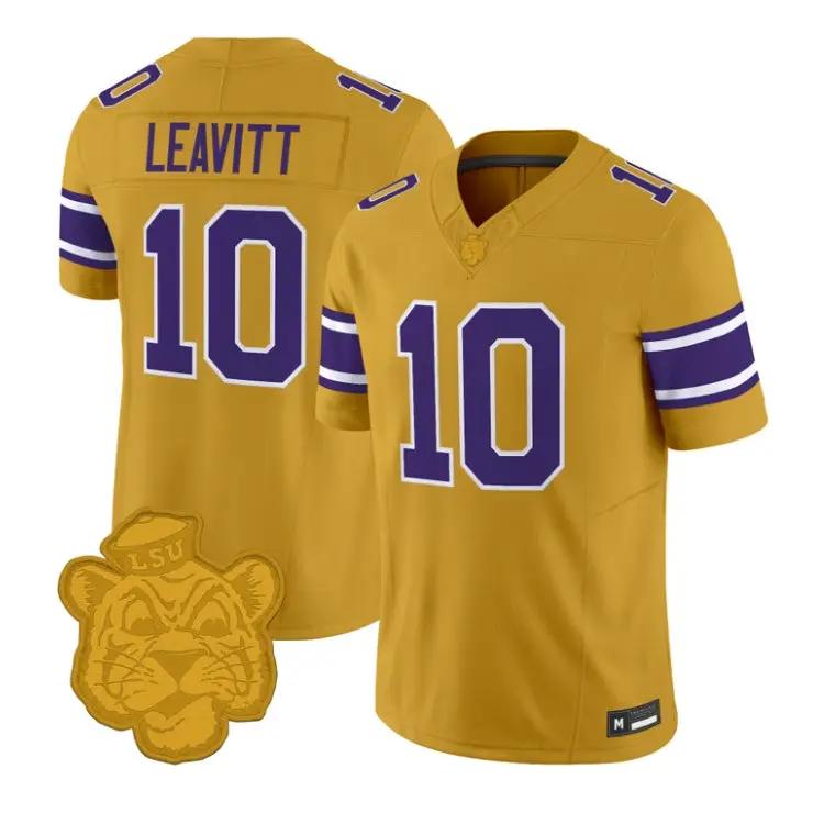 Sam Leavitt Jersey #10 LSU Tigers 2026 Gridiron Gold Throwback Football Stitched - Top Design Fan Sam Leavitt Jersey #10 LSU Tigers 2026 Gridiron Gold Throwback Football Stitched