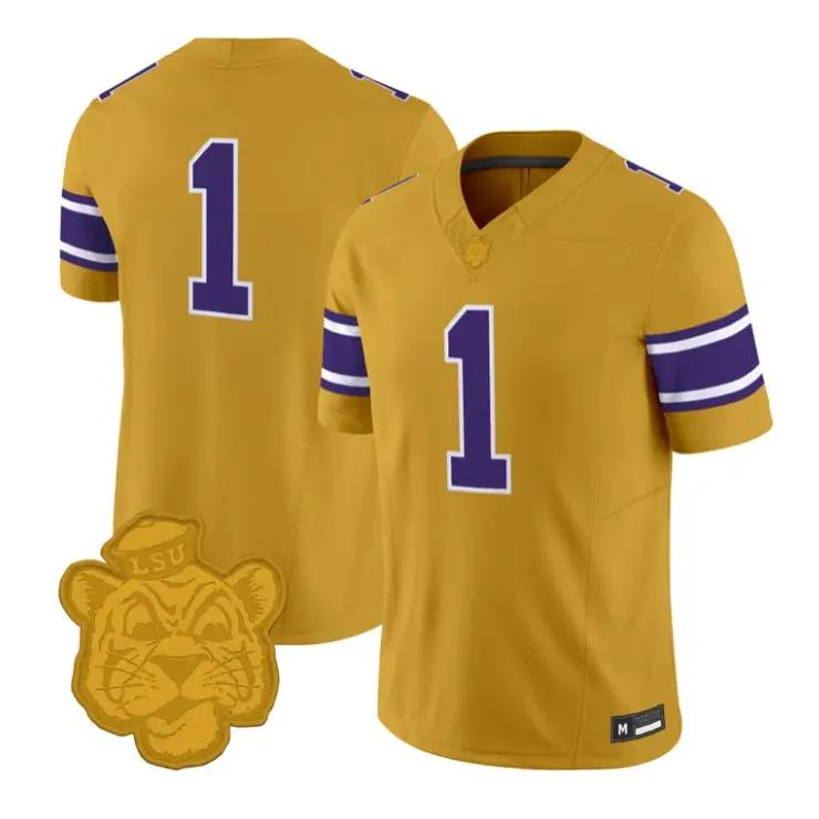 Team Jersey #1 LSU Tigers 2026 Gridiron Gold Throwback Football Vapor Stitched - Top Design Fan Team Jersey #1 LSU Tigers 2026 Gridiron Gold Throwback Football Vapor Stitched