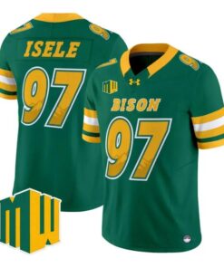 Victor Isele Jersey #97 North Dakota State Bison 2026 Code Green Vapor Stitched