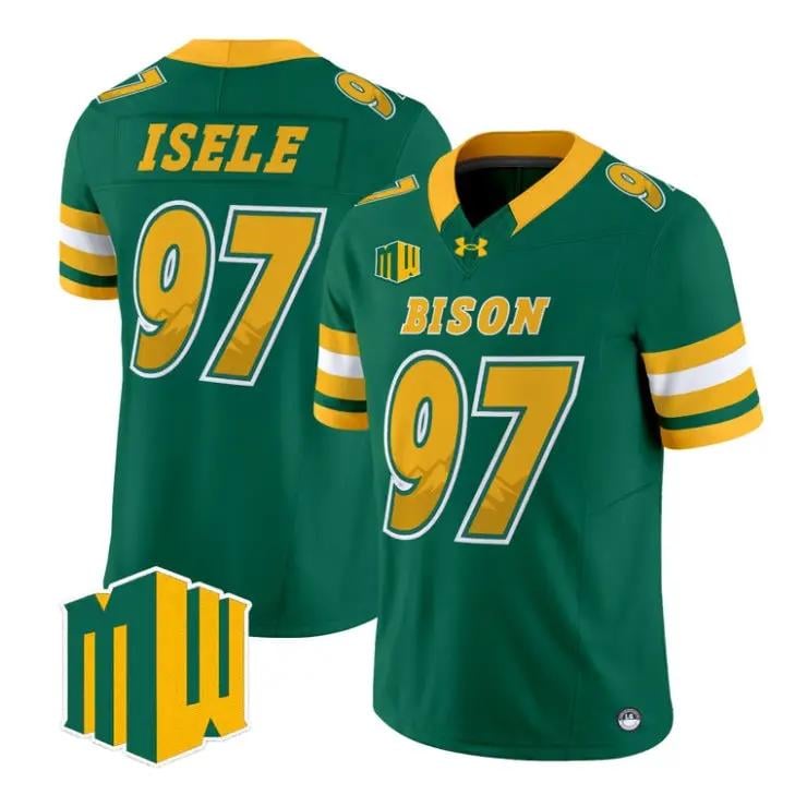 Victor Isele Jersey #97 North Dakota State Bison 2026 Code Green Vapor Stitched - Top Design Fan Victor Isele Jersey #97 North Dakota State Bison 2026 Code Green Vapor Stitched