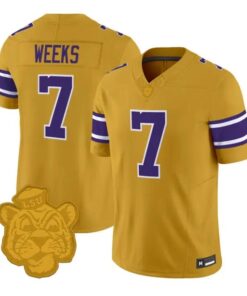 Whit Weeks Jersey #7 LSU Tigers 2026 Gridiron Gold Throwback Football Stitched