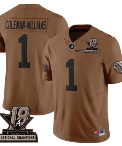 Ryan Coleman-Williams Jersey #1 Alabama Crimson Tide 2026 Military Appreciation All Stitched