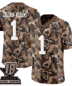 Ryan Coleman-Williams Jersey #1 Alabama Crimson Tide 2026 Military Appreciation All Stitched